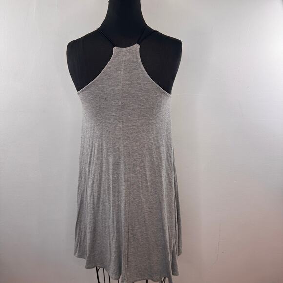 Bella Luxx Heather Gray Top Stretch Halter Neck Sleeveless Pullover Size Small S - Picture 4 of 6
